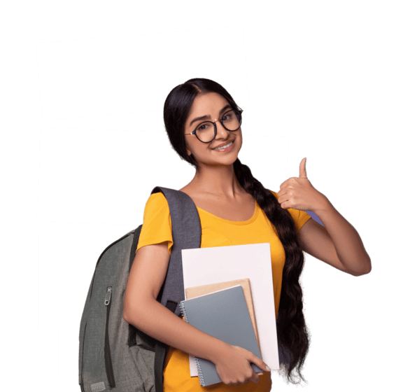 A girl happy with gusture showing tuitione online tuition